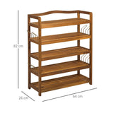 HOMCOM 5-Tier Shoe Rack, Acacia Wooden Shoe Storage Organiser with Hangers, Holds up to 24 Pairs, for Entryway, Living Room, 64 x 26 x 82 cm, Teak