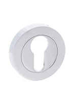 Mediterranean Euro Escutcheons on Round Rose - Polished Chrome - Pair