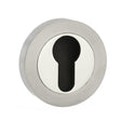 Mediterranean Euro Escutcheons on Round Rose - Satin Nickel/Polished Nickel - Pair