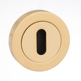 Mediterranean Key Escutcheons on Round Rose - Polished Brass - Pair