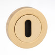 Mediterranean Key Escutcheons on Round Rose - Polished Brass - Pair