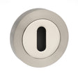 Mediterranean Key Escutcheons on Round Rose - Satin Nickel/Polished Nickel - Pair