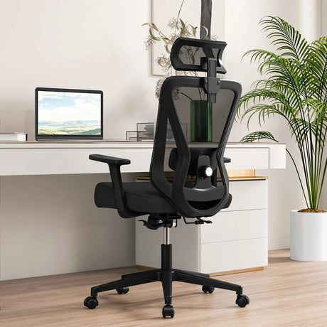 Mesh Ergonomic Office Chair Adjustable Swivel Task Chair-Black