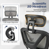 Mesh Office Chair with Retractable Footrest and Waterfall Seat-Grey