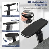Mesh Office Chair with Retractable Footrest and Waterfall Seat-Grey