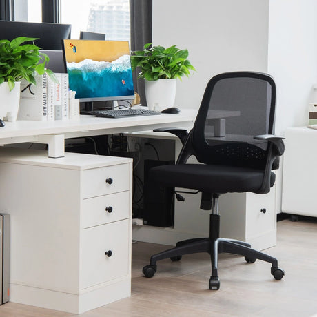 360Swivel Mesh Office Chair with Flip-up Armrest for Home & Office