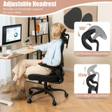 Mesh Office Chair with Adaptive Lumbar Support, Flip-up Armrests, Reclining Backrest-Black