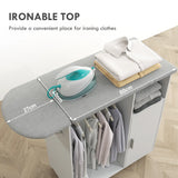 HOMCOM Rolling Ironing Board Cabinet, Foldable Ironing Station with Storage, Wheels for Home, Laundry Room, White