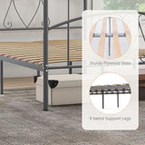 Double Size Metal Canopy Bed Frame-Grey