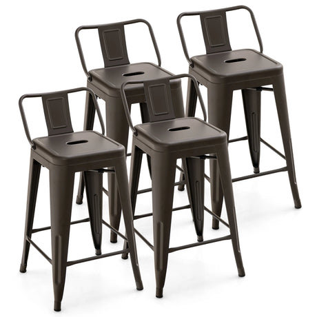 24 Metal Chairs Set of 4 with Removable Back-Gun