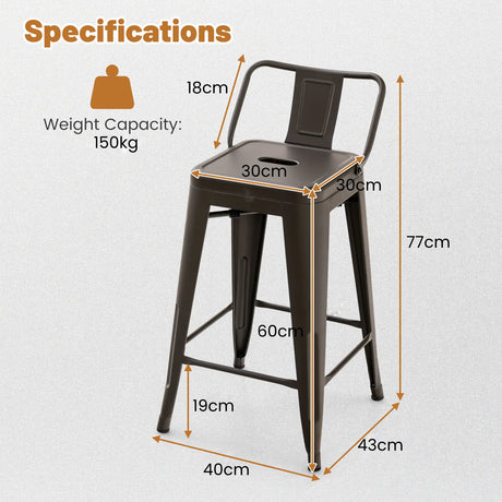 24 Metal Chairs Set of 4 with Removable Back-Gun