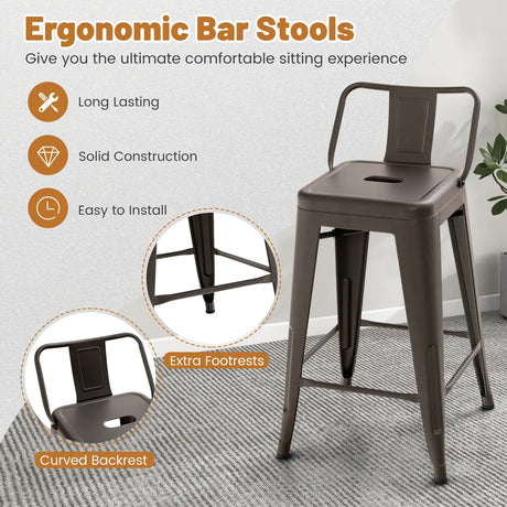 24 Metal Chairs Set of 4 with Removable Back-Gun