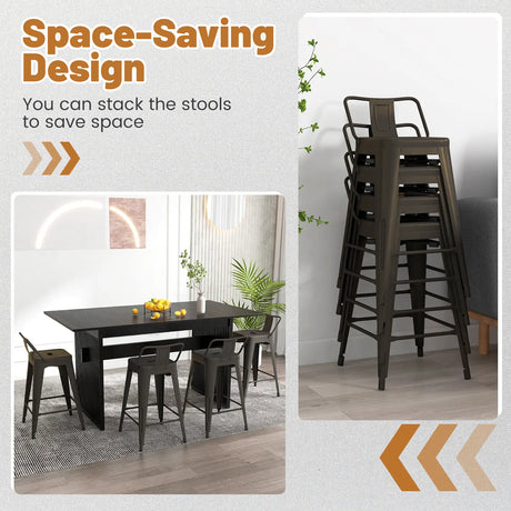 24 Metal Chairs Set of 4 with Removable Back-Gun