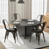 Metal Dining Chair Set of 4 with Removable Backs and PU Leather Cushioned Seat-Brown
