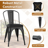 Metal Dining Chair Set of 4 with Removable Backs and PU Leather Cushioned Seat-Black