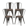 Metal Dining Chairs Set of 4 Stackable Kitchen Side Chairs-Gun
