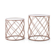 Stackable Metal Frame End Table Set of 2 with Mirrored Top-Rose Gold