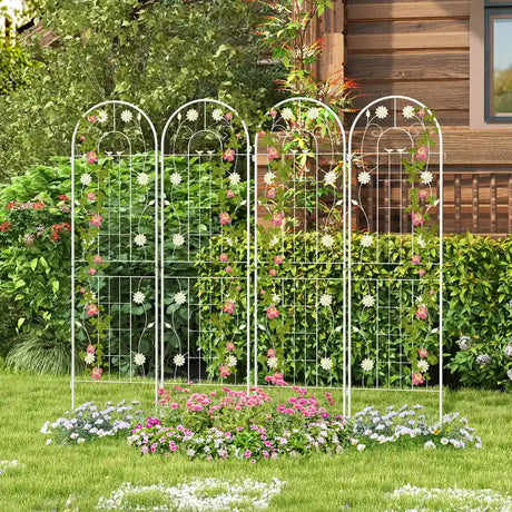 4 Pack 71 x 20 Inches Metal Garden Trellis for Climbing Plants-White
