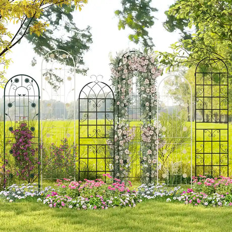 4 Pack 71 x 20 Inches Metal Garden Trellis for Climbing Plants-White