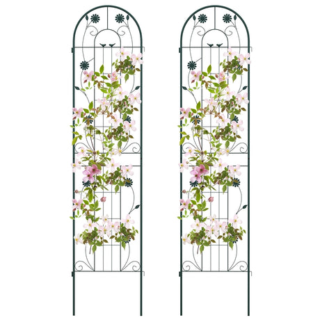 2 Pack 86.5 x 20 Inches Metal Garden Trellis for Climbing Plants-Green