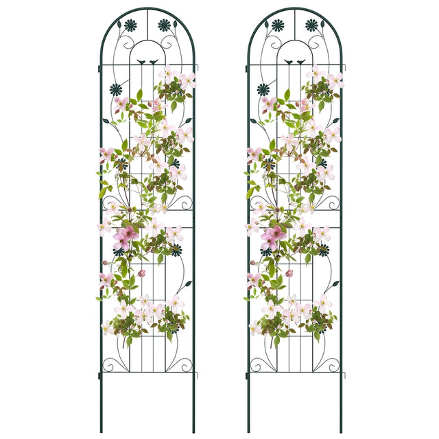 2 Pack 86.5 x 20 Inches Metal Garden Trellis for Climbing Plants-Green