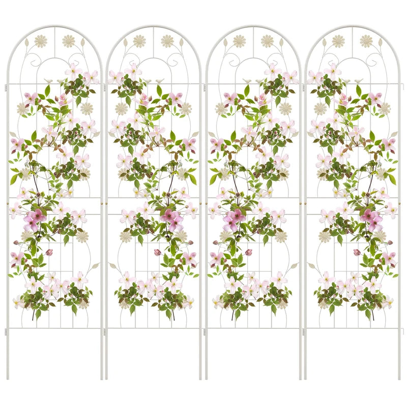 4 Pack 71 x 20 Inches Metal Garden Trellis for Climbing Plants-White