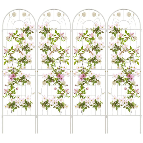4 Pack 71 x 20 Inches Metal Garden Trellis for Climbing Plants-White