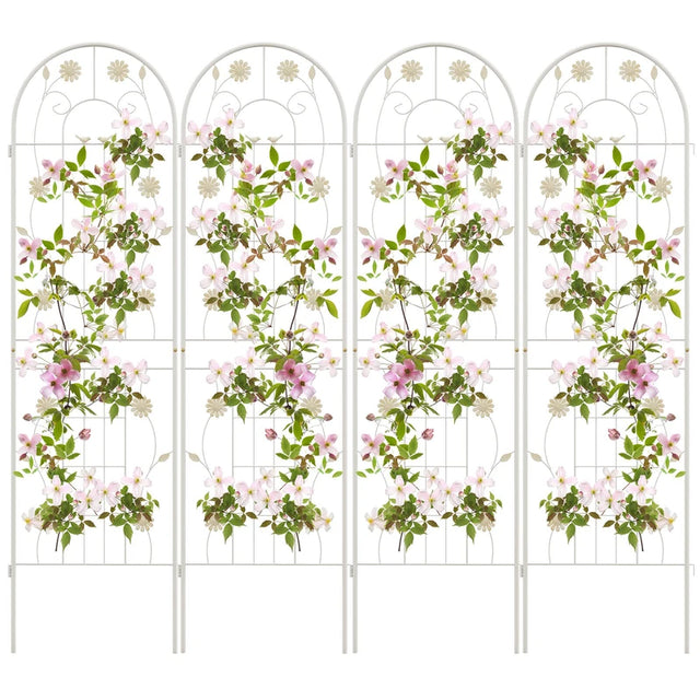 4 Pack 71 x 20 Inches Metal Garden Trellis for Climbing Plants-White