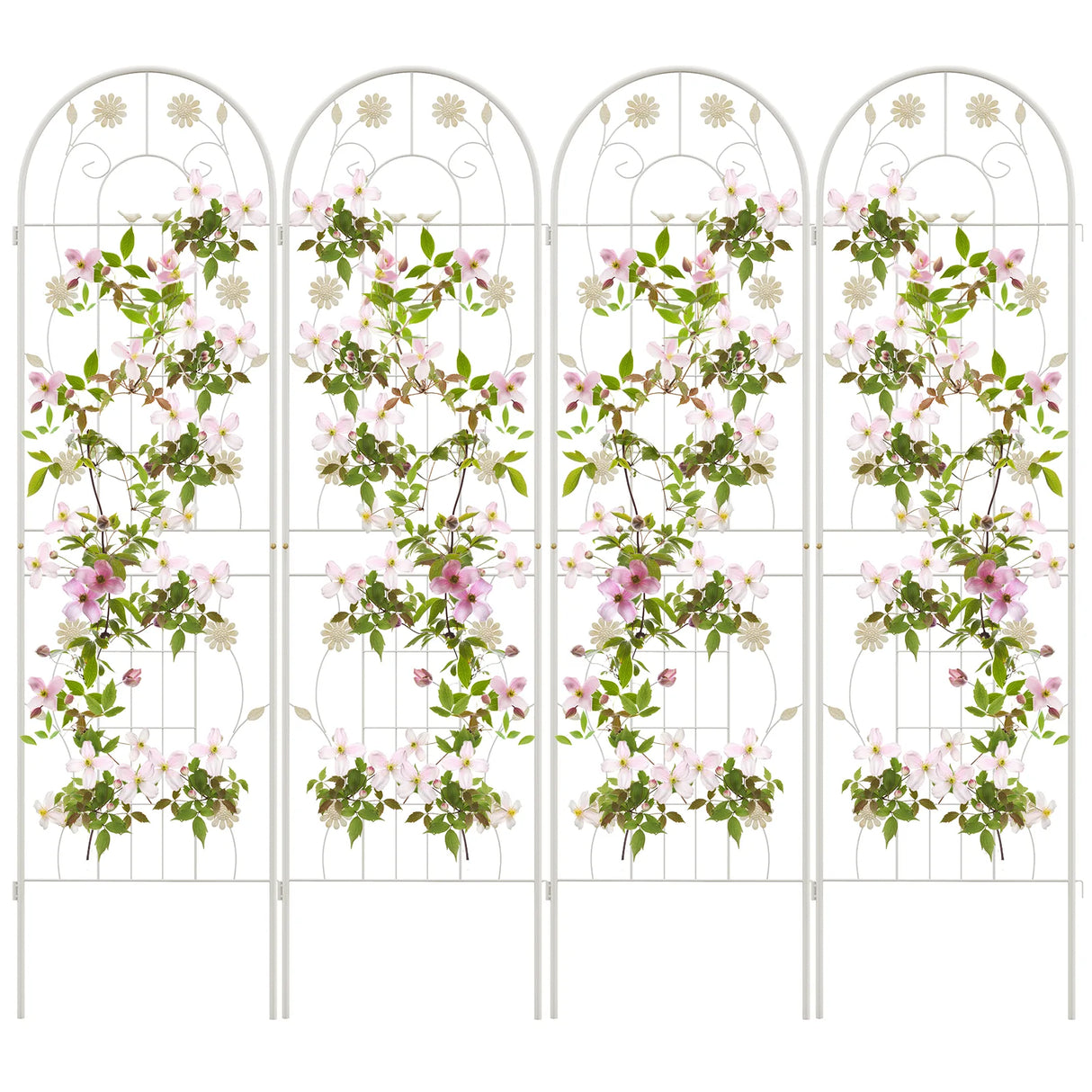 4 Pack 71 x 20 Inches Metal Garden Trellis for Climbing Plants-White