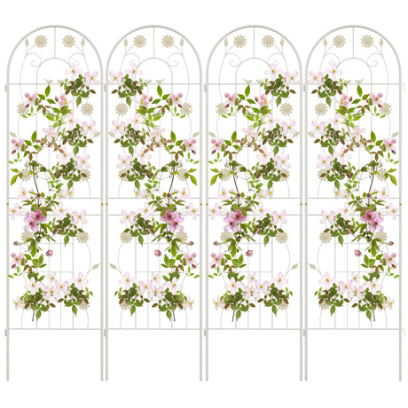 4 Pack 71 x 20 Inches Metal Garden Trellis for Climbing Plants-White