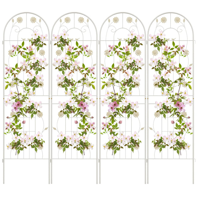 4 Pack 71 x 20 Inches Metal Garden Trellis for Climbing Plants-White