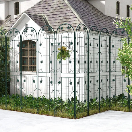 2 Pack 86.5 x 20 Inches Metal Garden Trellis for Climbing Plants-Green