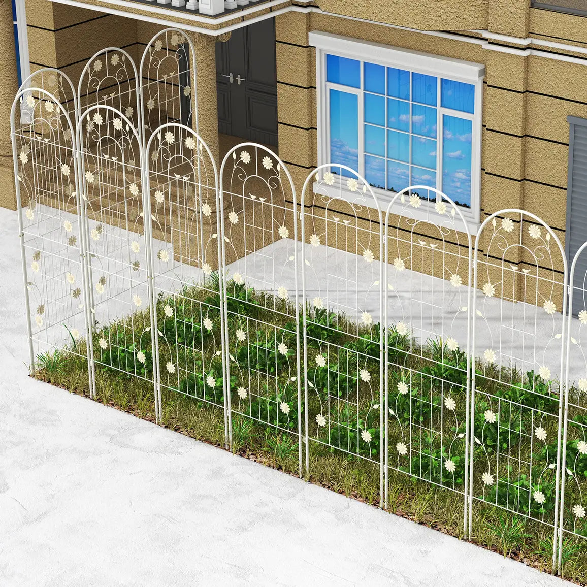 4 Pack 71 x 20 Inches Metal Garden Trellis for Climbing Plants-White