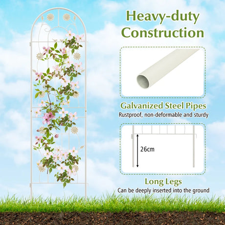 4 Pack 71 x 20 Inches Metal Garden Trellis for Climbing Plants-White