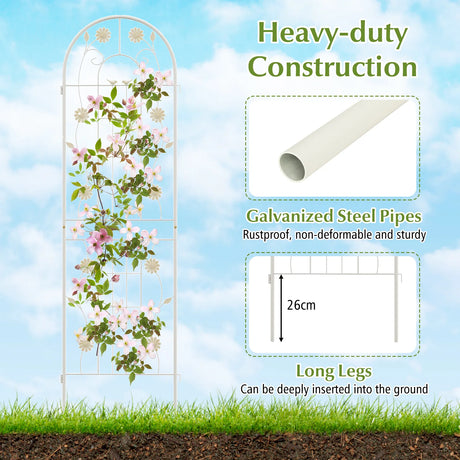 4 Pack 71 x 20 Inches Metal Garden Trellis for Climbing Plants-White