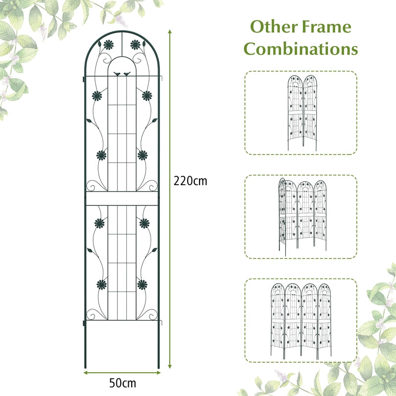 2 Pack 86.5 x 20 Inches Metal Garden Trellis for Climbing Plants-Green