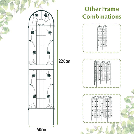 2 Pack 86.5 x 20 Inches Metal Garden Trellis for Climbing Plants-Green