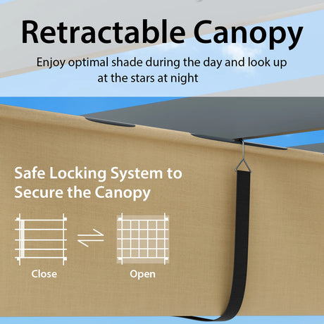 10 x 13 Feet Outdoor Aluminum Retractable Pergola Canopy Shelter-Beige