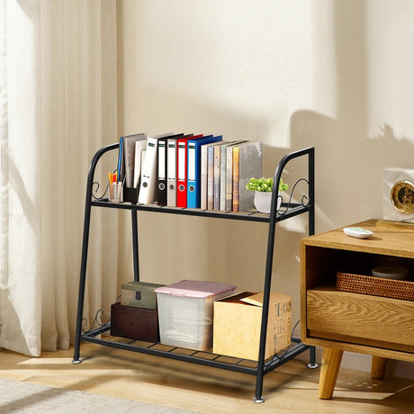 2-Tier Indoor Outdoor Metal Plant Stand for Patio, Garden, Balcony
