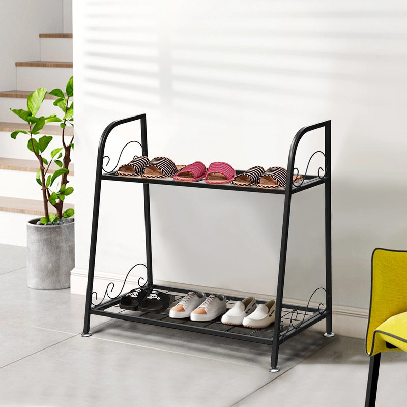 2-Tier Indoor Outdoor Metal Plant Stand for Patio, Garden, Balcony