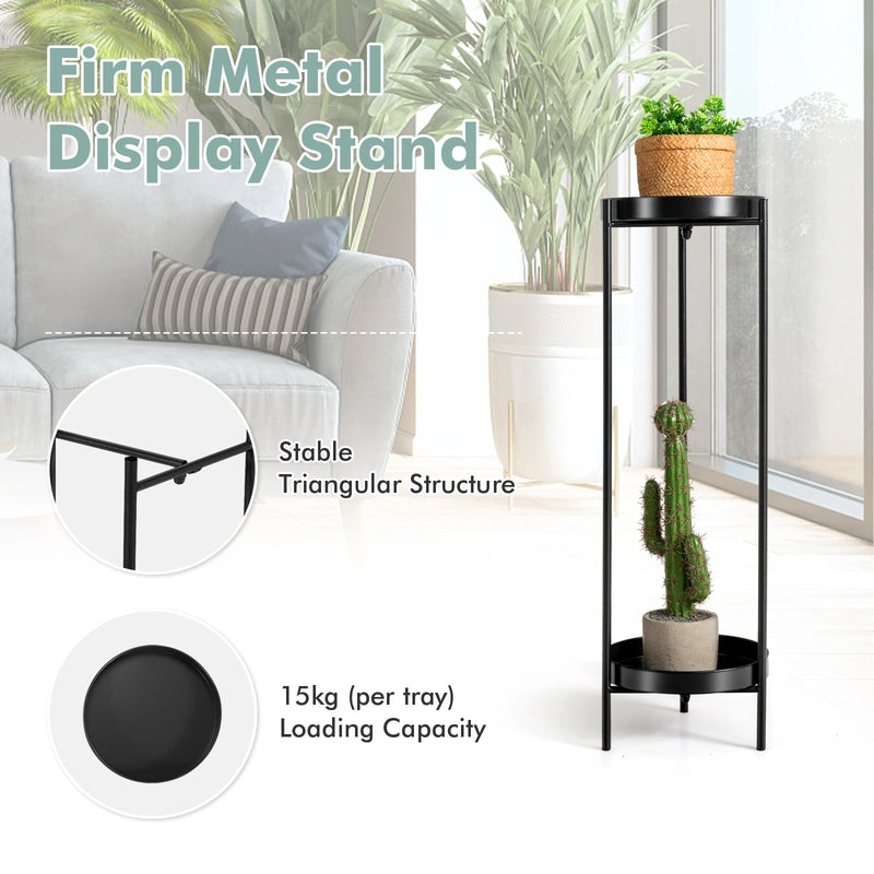 Round metal flowerbed with 2 levels decorative high