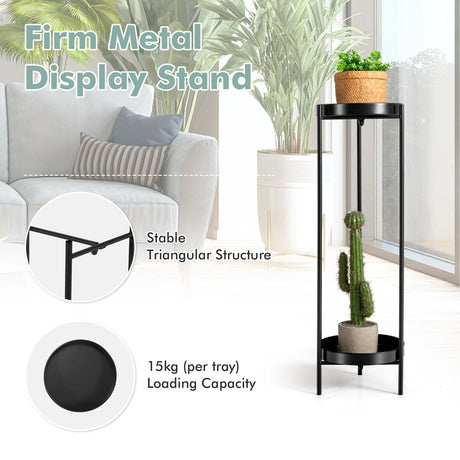 Round metal flowerbed with 2 levels decorative high