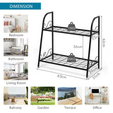 2-Tier Indoor Outdoor Metal Plant Stand for Patio, Garden, Balcony
