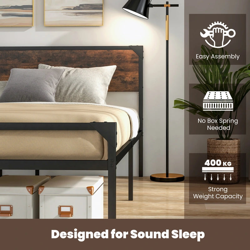 Metal Platform Bed with 9 Support Legs-King size