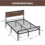 Metal Platform Bed with 9 Support Legs-Queen Size
