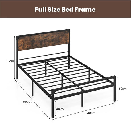 Metal Platform Bed with 9 Support Legs-Queen Size