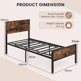 12 Metal Slats Supported Bed Frame with Headboard and Footboard-Single