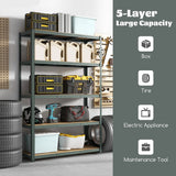 5-Tier Heavy Duty Metal Shelving Unit with 2200 LBS Total Load Capacity-Gray