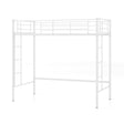 Metal Space-saving Loft Bed Frame with Full-length Safety Guardrail-White