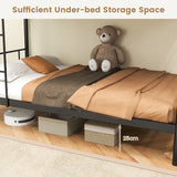 Metal Twin Over Twin Bunk Beds with Ladder and Full-length Guardrails-Black